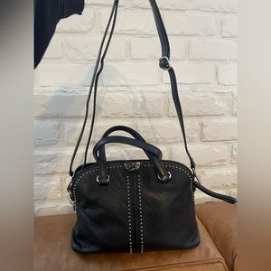 Brighton Black Leather Studded Handbag